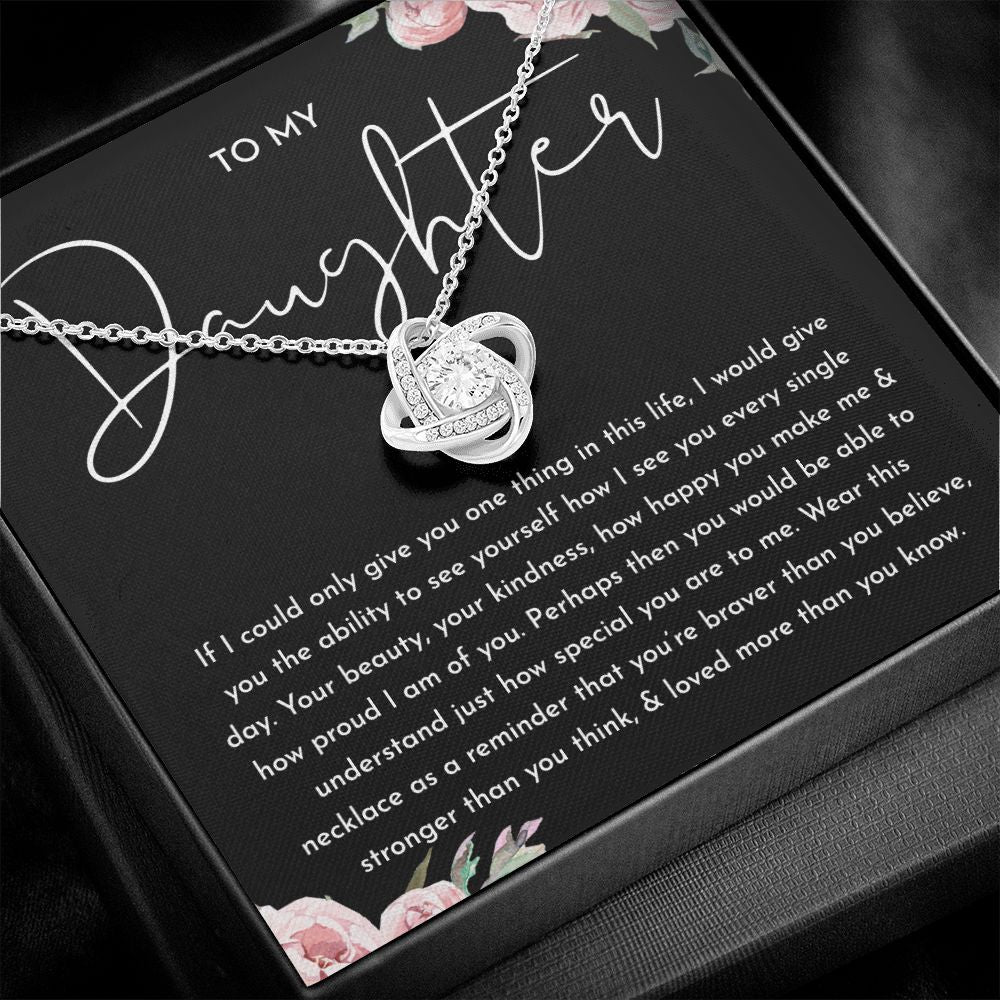 MC028 To My Daughter How Proud I Am of You Love Knot Necklace Gift