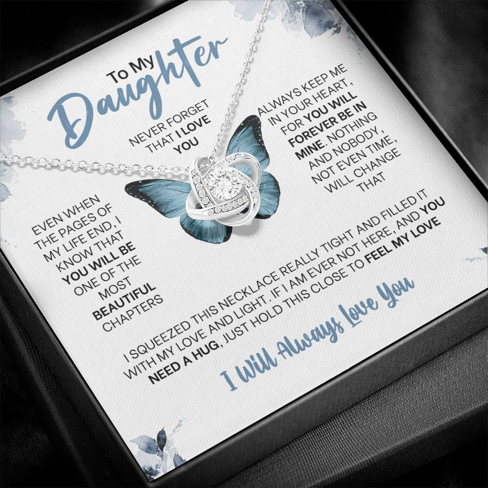 MC010 Daughter Never Forget That I Love You Love Knot Necklace Gift