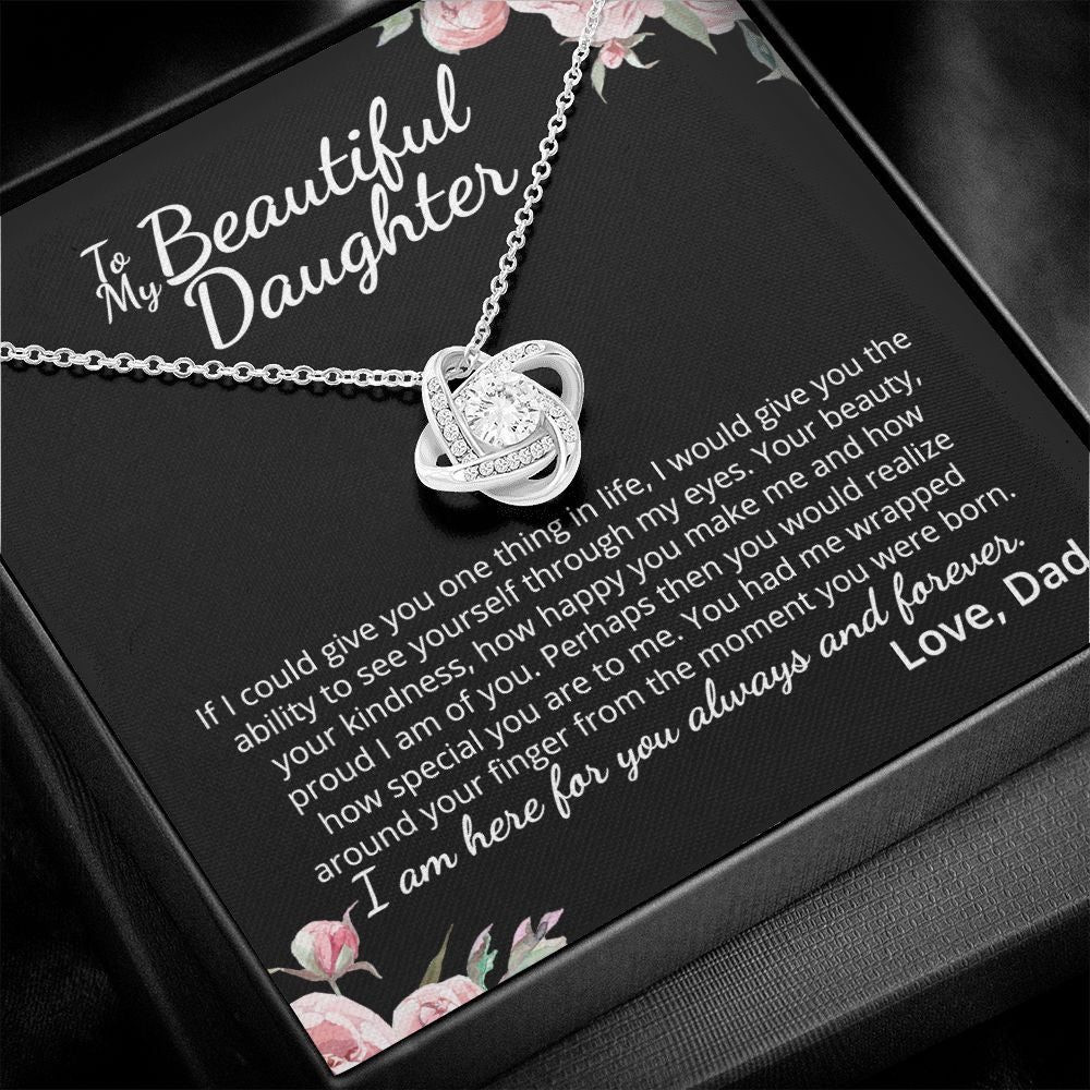 MC015 To My Beautiful Daughter How Special You Are To Me Love Knot Necklace Gift  From Dad