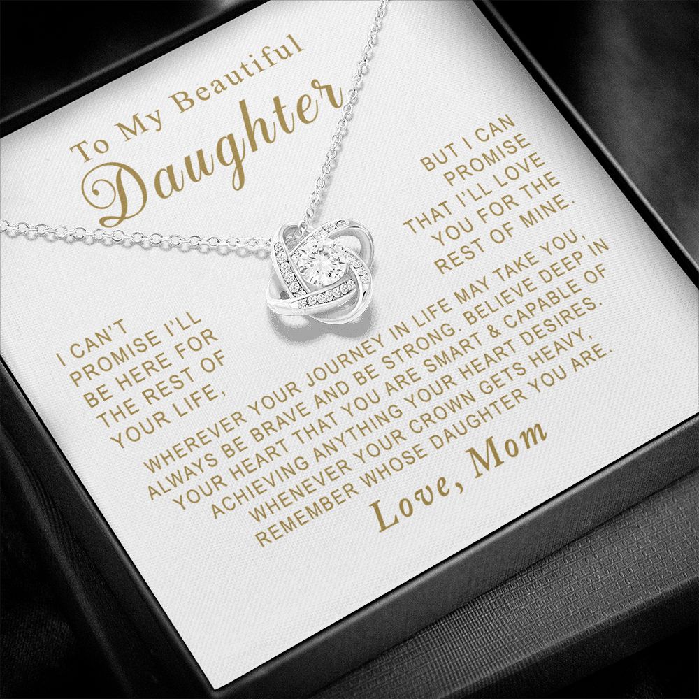 MC003 To My Beautiful Daughter Always Be Brave and Be Strong Love Knot Necklace Gift From Mom