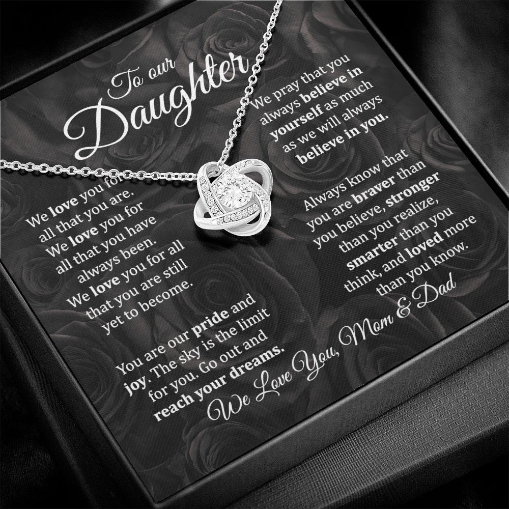 MC019 To Our Daughter We Love You Love Knot Necklace Gift
