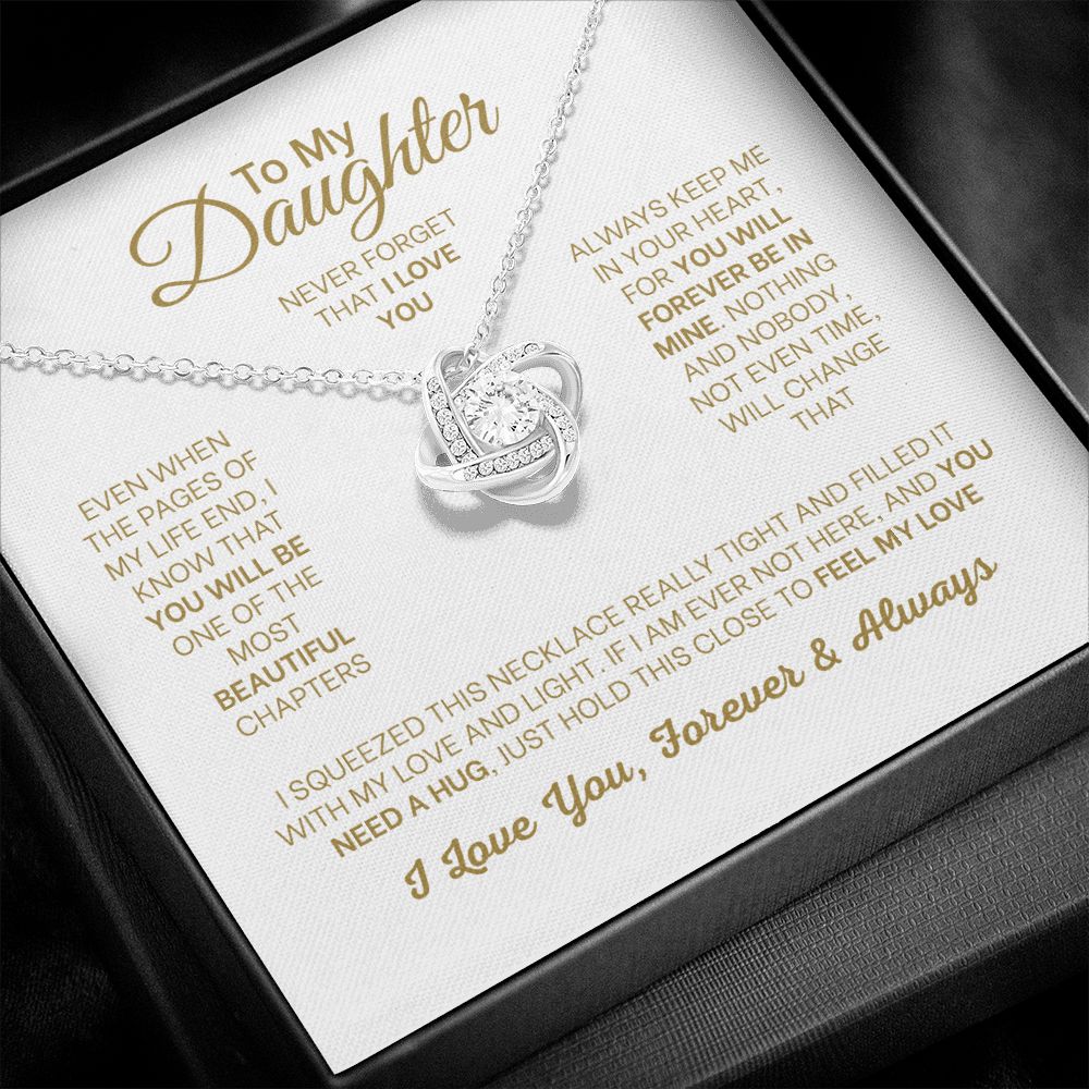 MC005 Daughter Never Forget That I Love You Love Knot Necklace Gift