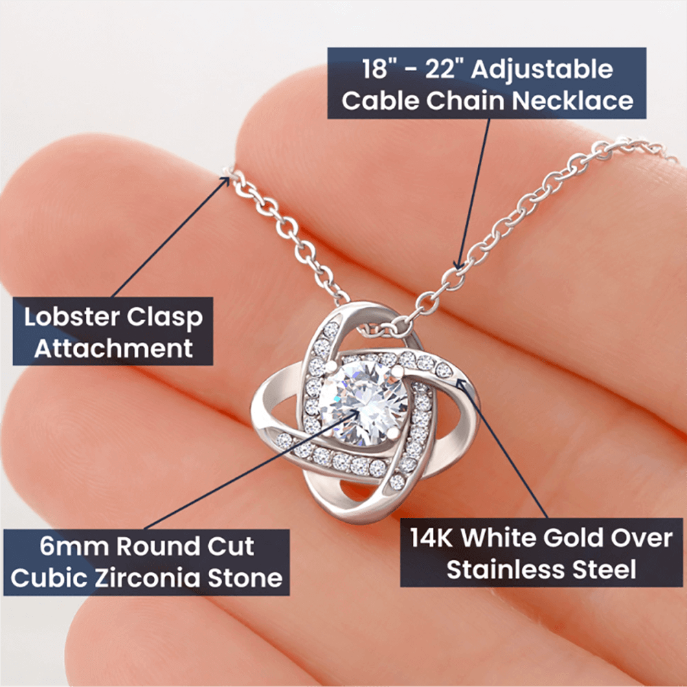 MC027 To My Beautiful Daughter I Love You Love Knot Necklace Gift From Mom
