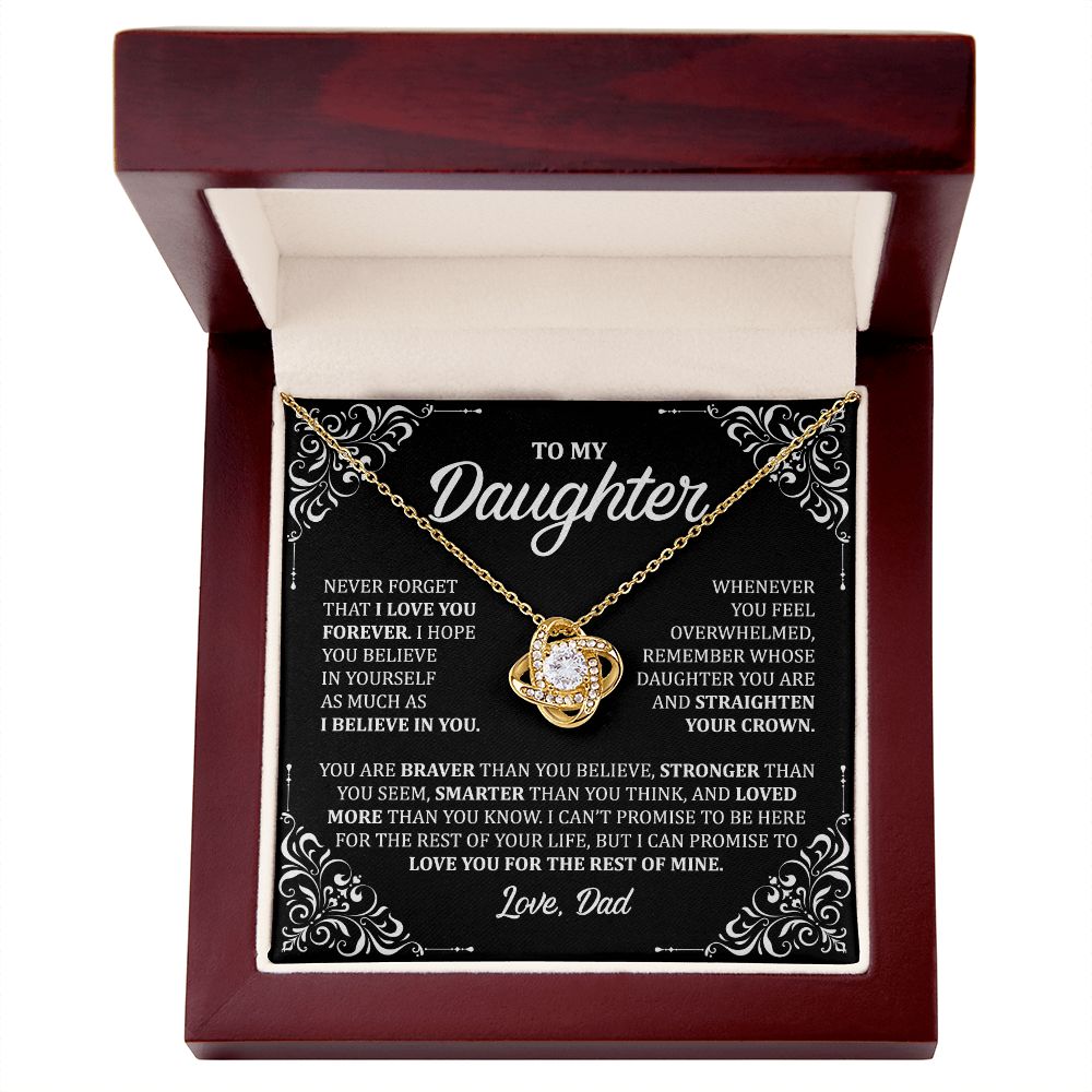 MC030 To My Daughter Never Forget That I Love You Love Knot Necklace Gift From Dad