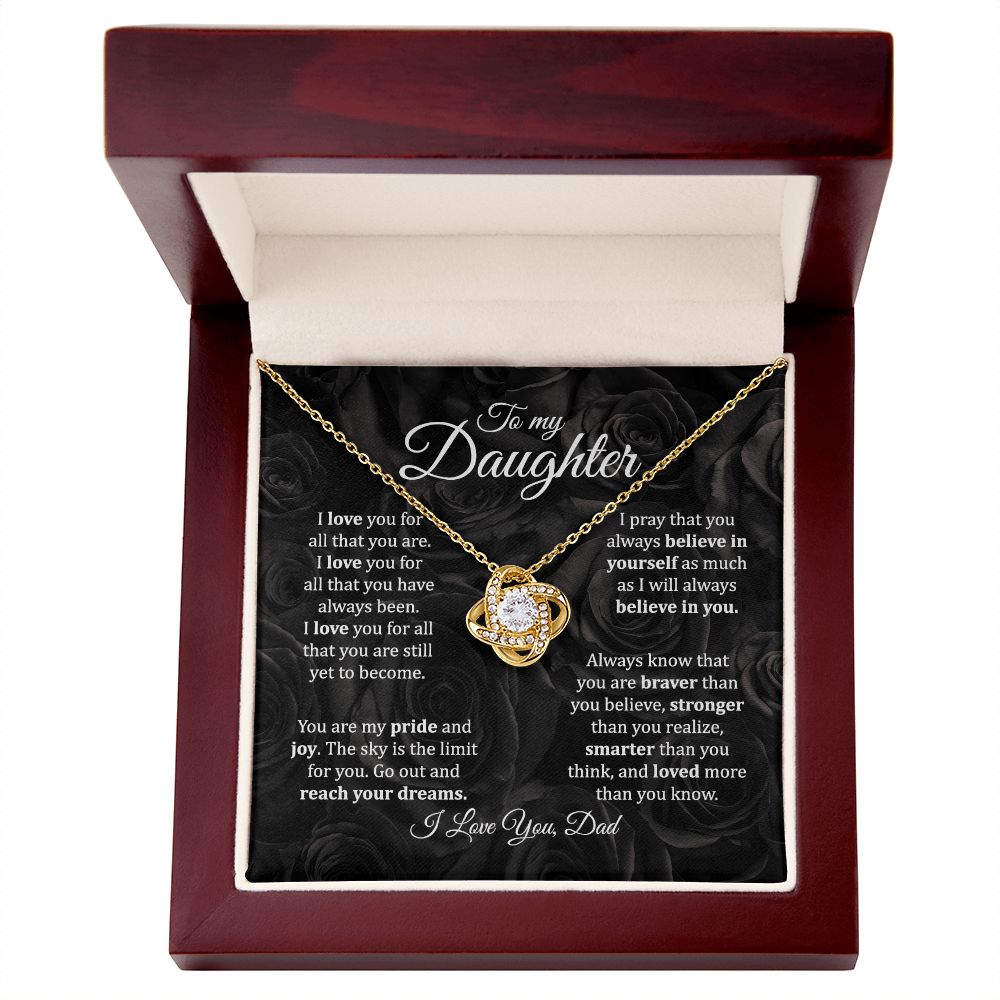 MC021 To My Daughter I Love You Love Knot Necklace Gift From Dad