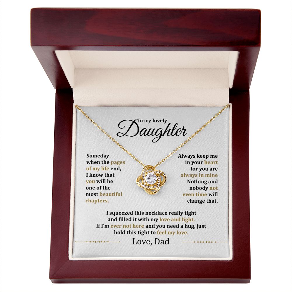 MC014 Daughter Hold This Tight To Feel My Love Love Knot Necklace Gift From Dad