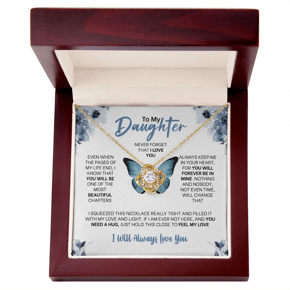 MC010 Daughter Never Forget That I Love You Love Knot Necklace Gift