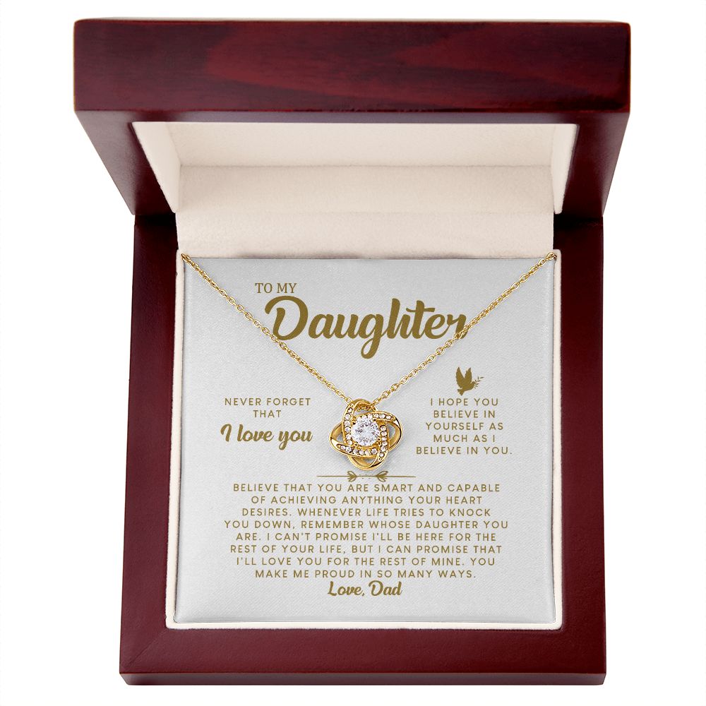 MC008 Daughter Never Forget That I Love You Love Knot Necklace Gift From Dad