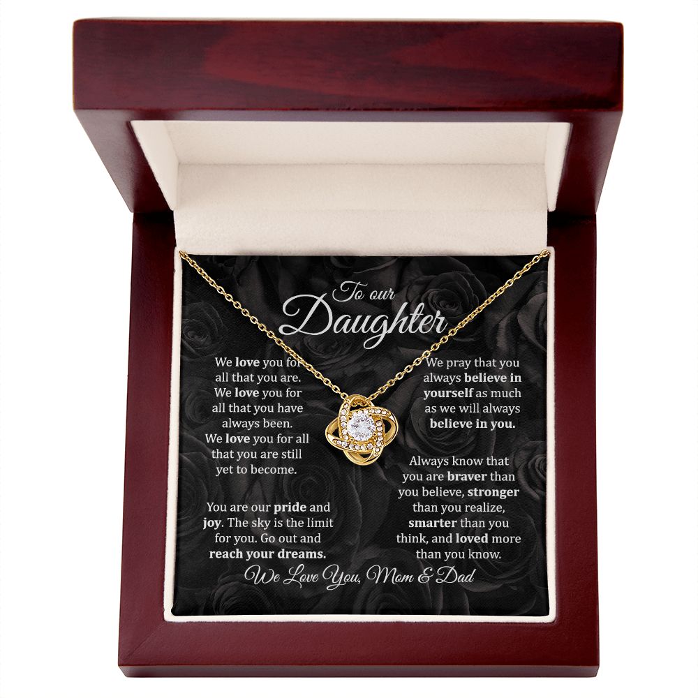 MC019 To Our Daughter We Love You Love Knot Necklace Gift