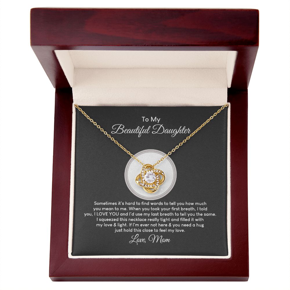 MC017 To My Beautiful Daughter I Love You Love Knot Necklace Gift From Mom