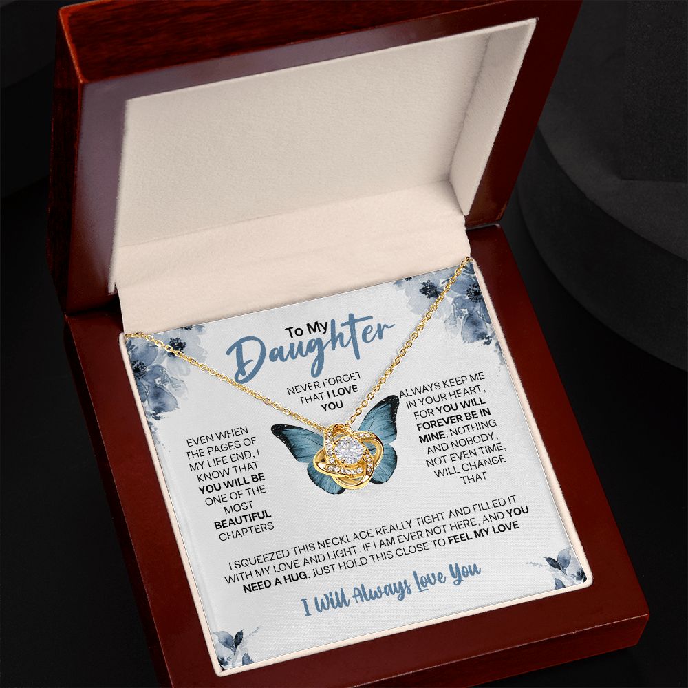 MC010 Daughter Never Forget That I Love You Love Knot Necklace Gift