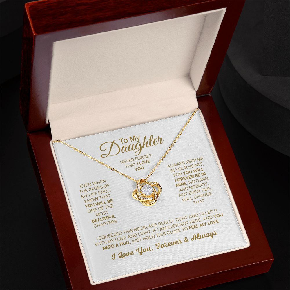 MC005 Daughter Never Forget That I Love You Love Knot Necklace Gift