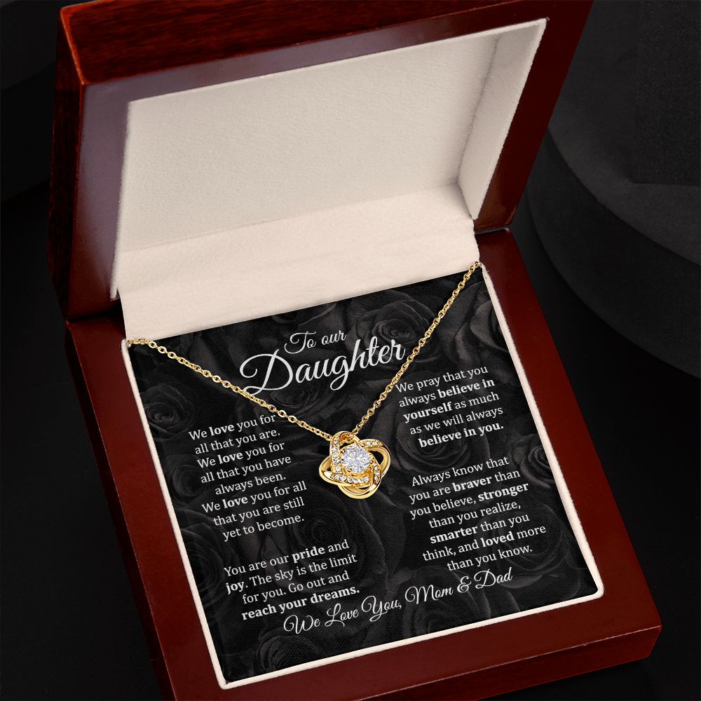 MC019 To Our Daughter We Love You Love Knot Necklace Gift