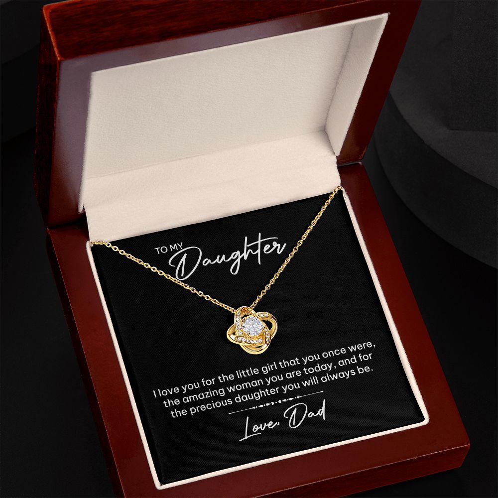 MC023 To My Daughter I Love You Love Knot Necklace Gift From Dad