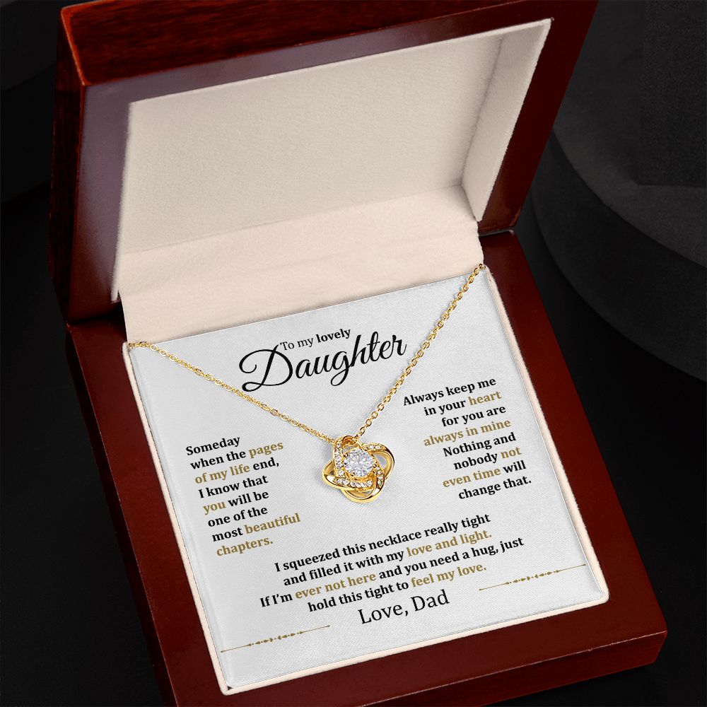 MC014 Daughter Hold This Tight To Feel My Love Love Knot Necklace Gift From Dad