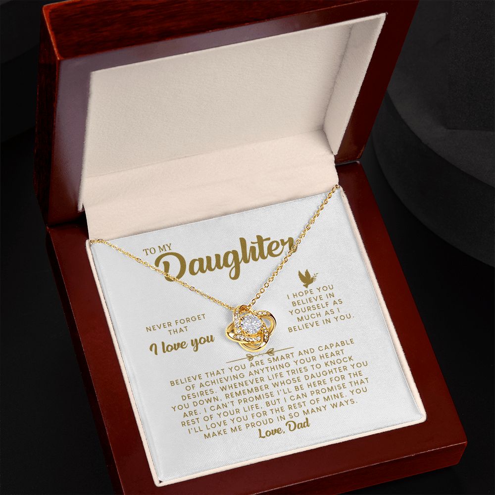 MC008 Daughter Never Forget That I Love You Love Knot Necklace Gift From Dad