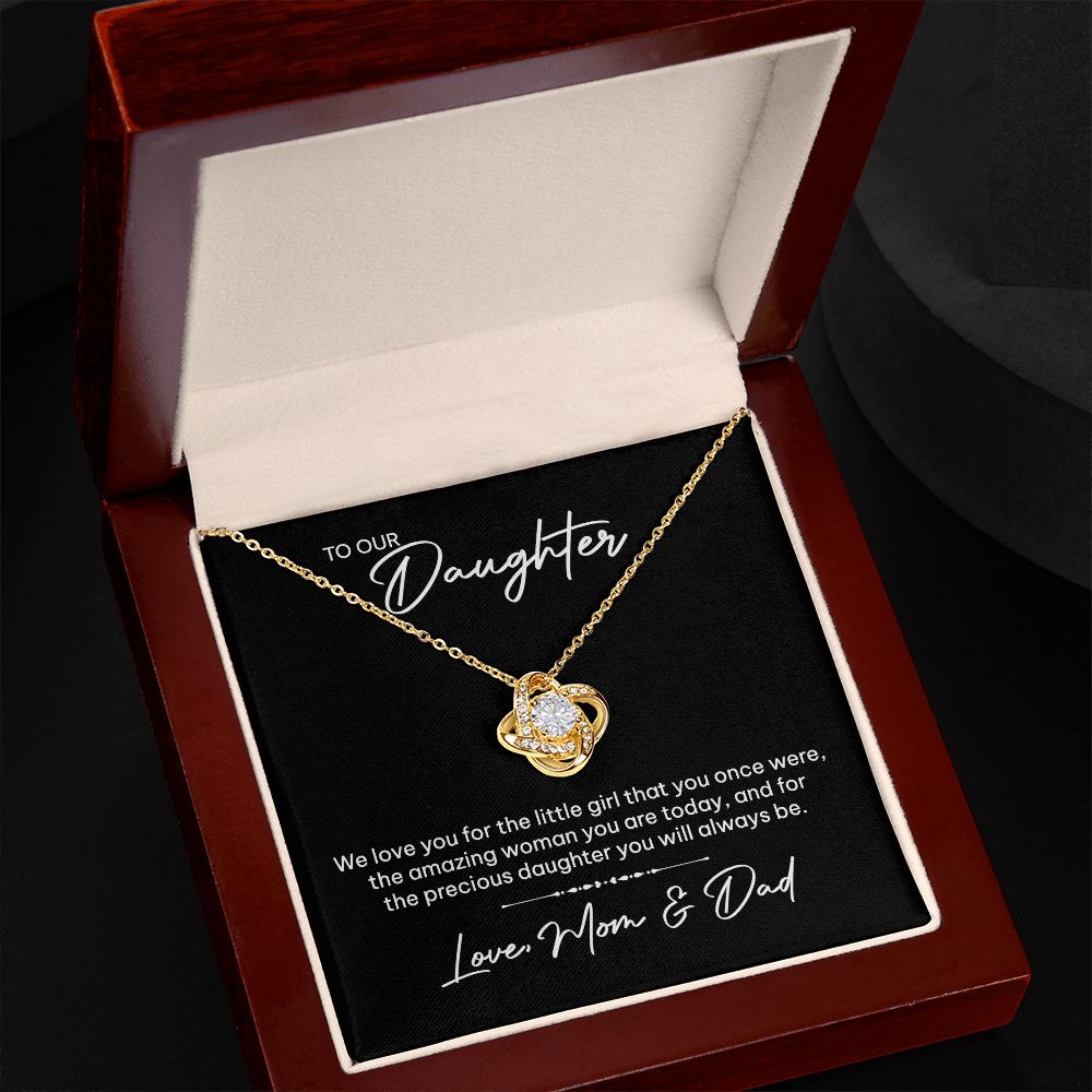MC024 To Our Daughter We Love You Love Knot Necklace Gift From Mom and Dad