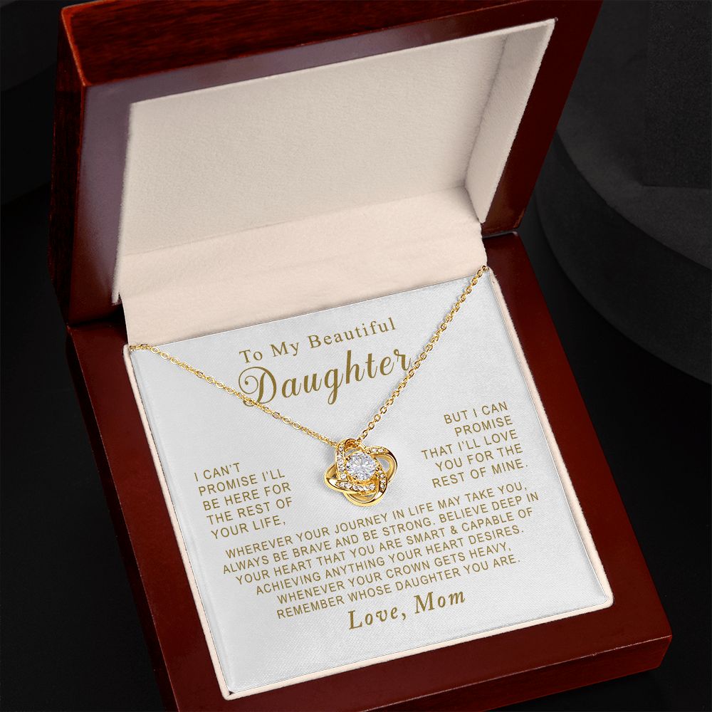 MC003 To My Beautiful Daughter Always Be Brave and Be Strong Love Knot Necklace Gift From Mom