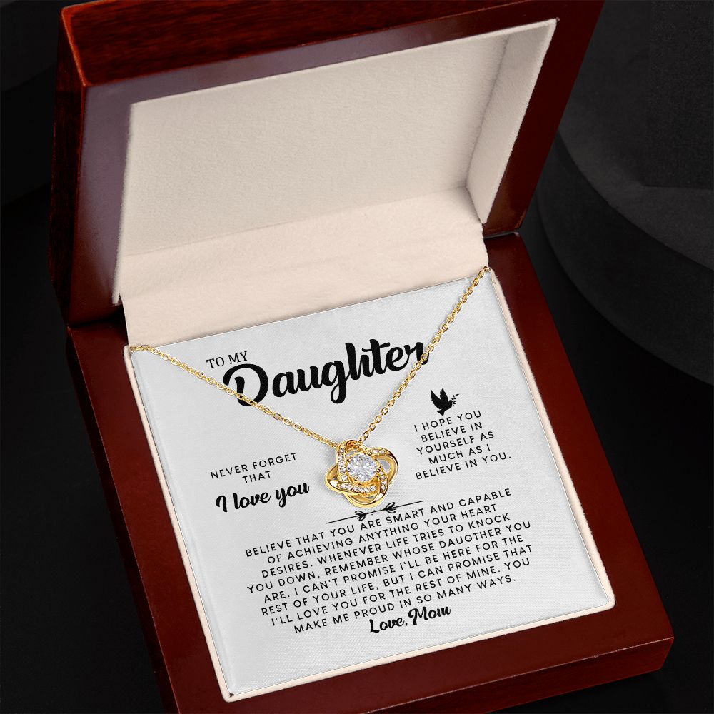 MC007 Daughter Never Forget That I Love You Love Knot Necklace Gift From Mom