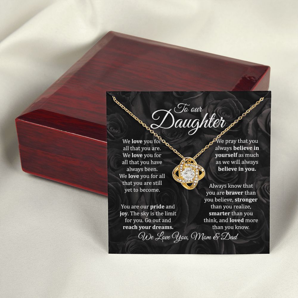 MC019 To Our Daughter We Love You Love Knot Necklace Gift