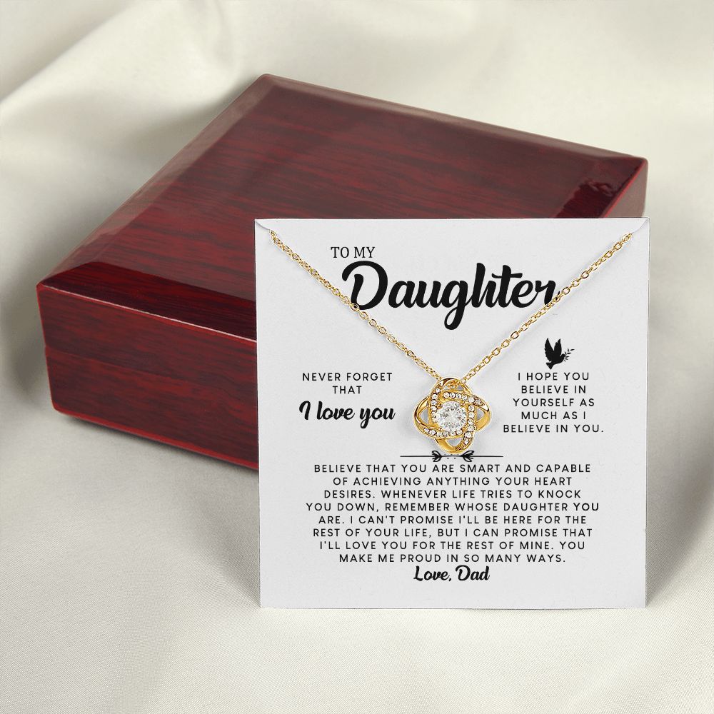 MC006 Daughter Never Forget That I Love You Love Knot Necklace Gift From Dad