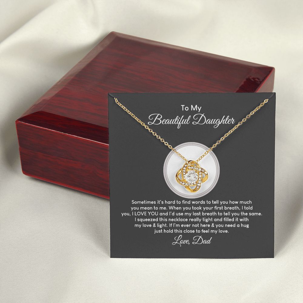 MC018 To My Beautiful Daughter I Love You Love Knot Necklace Gift From Dad
