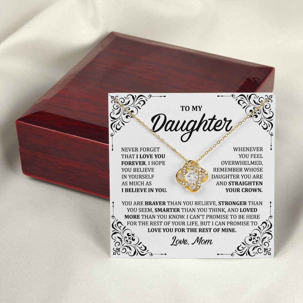 MC011 Daughter I Love You Forever Love Knot Necklace Gift From Mom