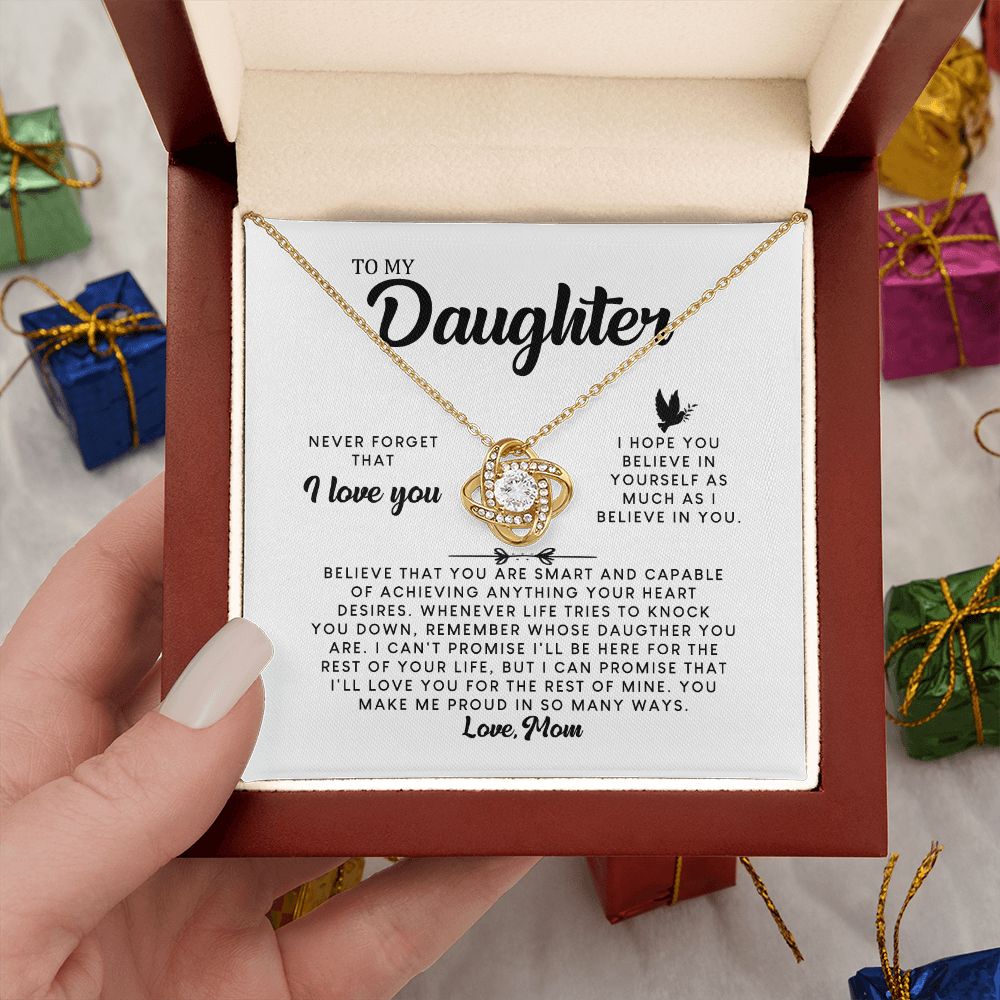 MC007 Daughter Never Forget That I Love You Love Knot Necklace Gift From Mom