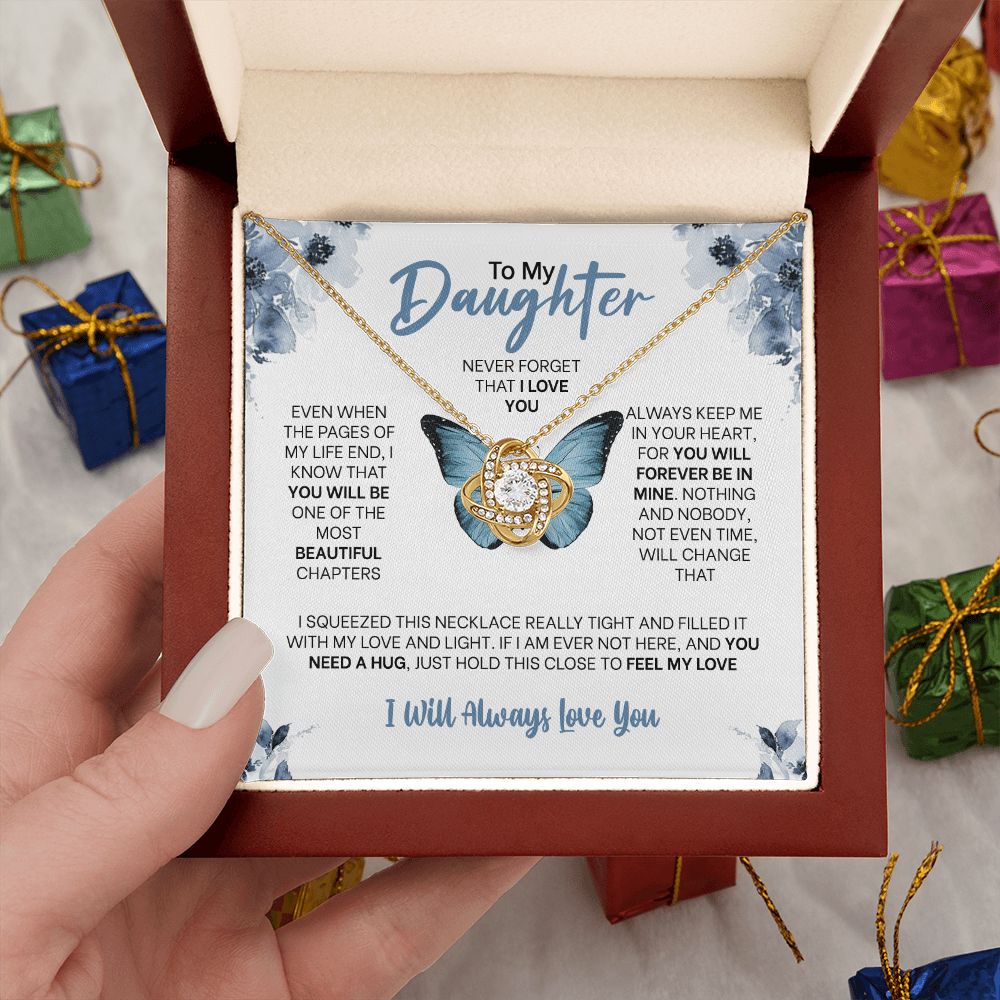 MC010 Daughter Never Forget That I Love You Love Knot Necklace Gift