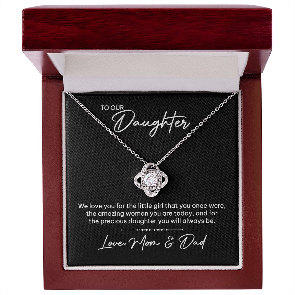 MC024 To Our Daughter We Love You Love Knot Necklace Gift From Mom and Dad