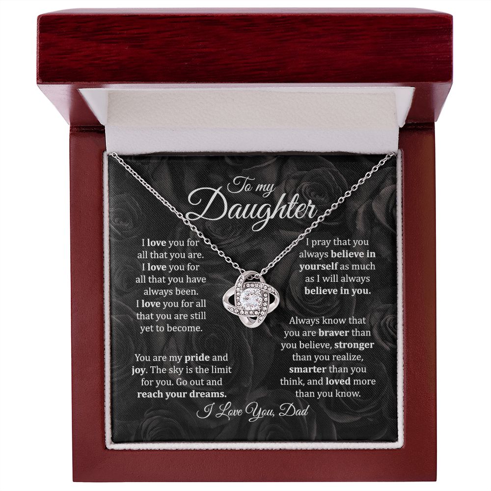 MC021 To My Daughter I Love You Love Knot Necklace Gift From Dad