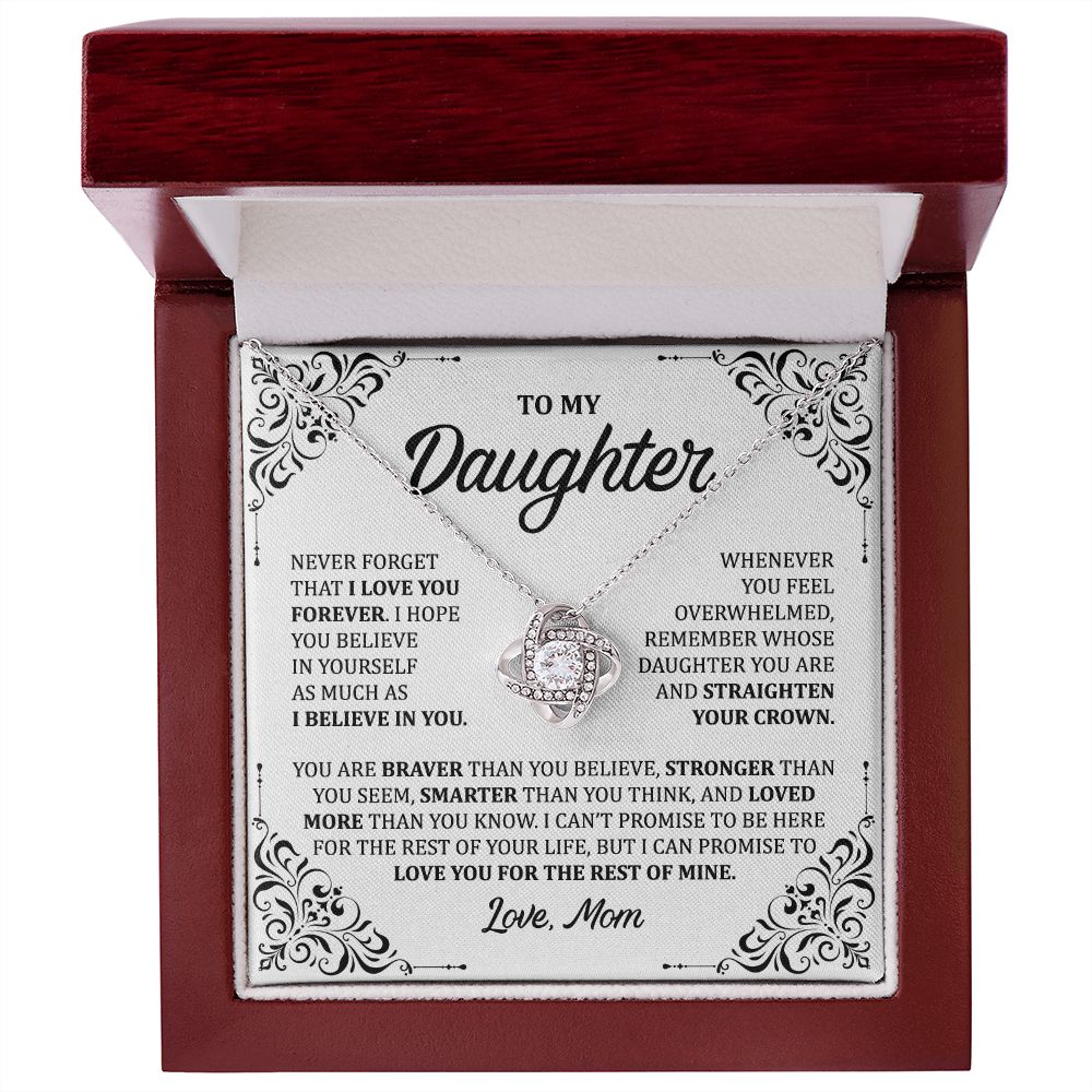 MC011 Daughter I Love You Forever Love Knot Necklace Gift From Mom