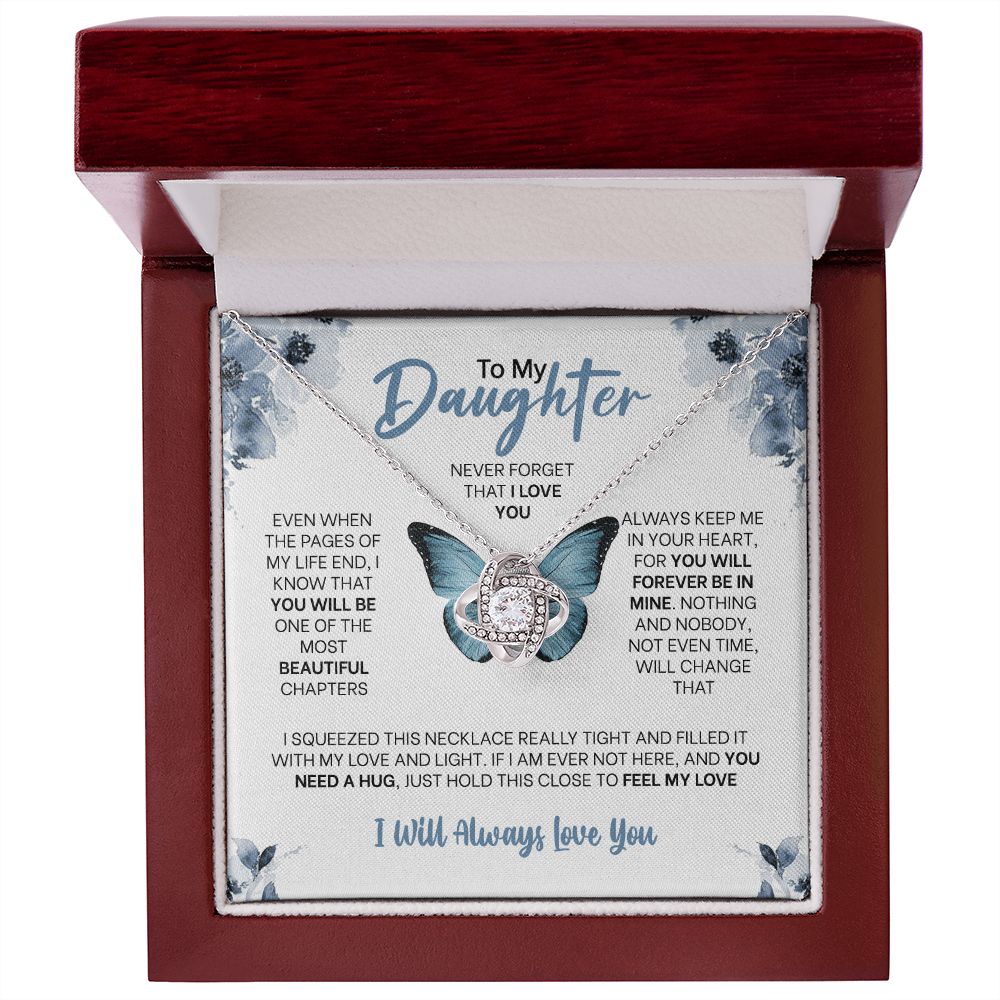 MC010 Daughter Never Forget That I Love You Love Knot Necklace Gift