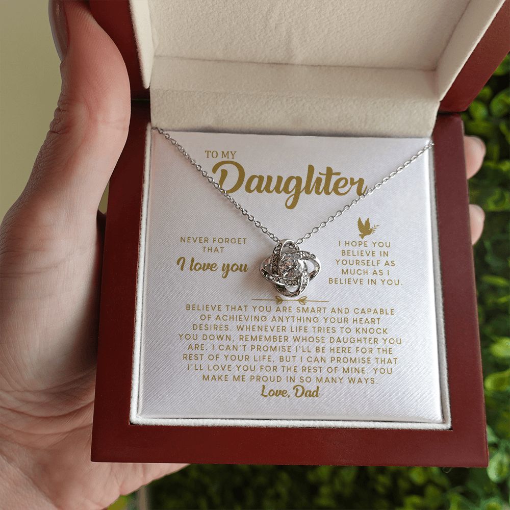 MC008 Daughter Never Forget That I Love You Love Knot Necklace Gift From Dad