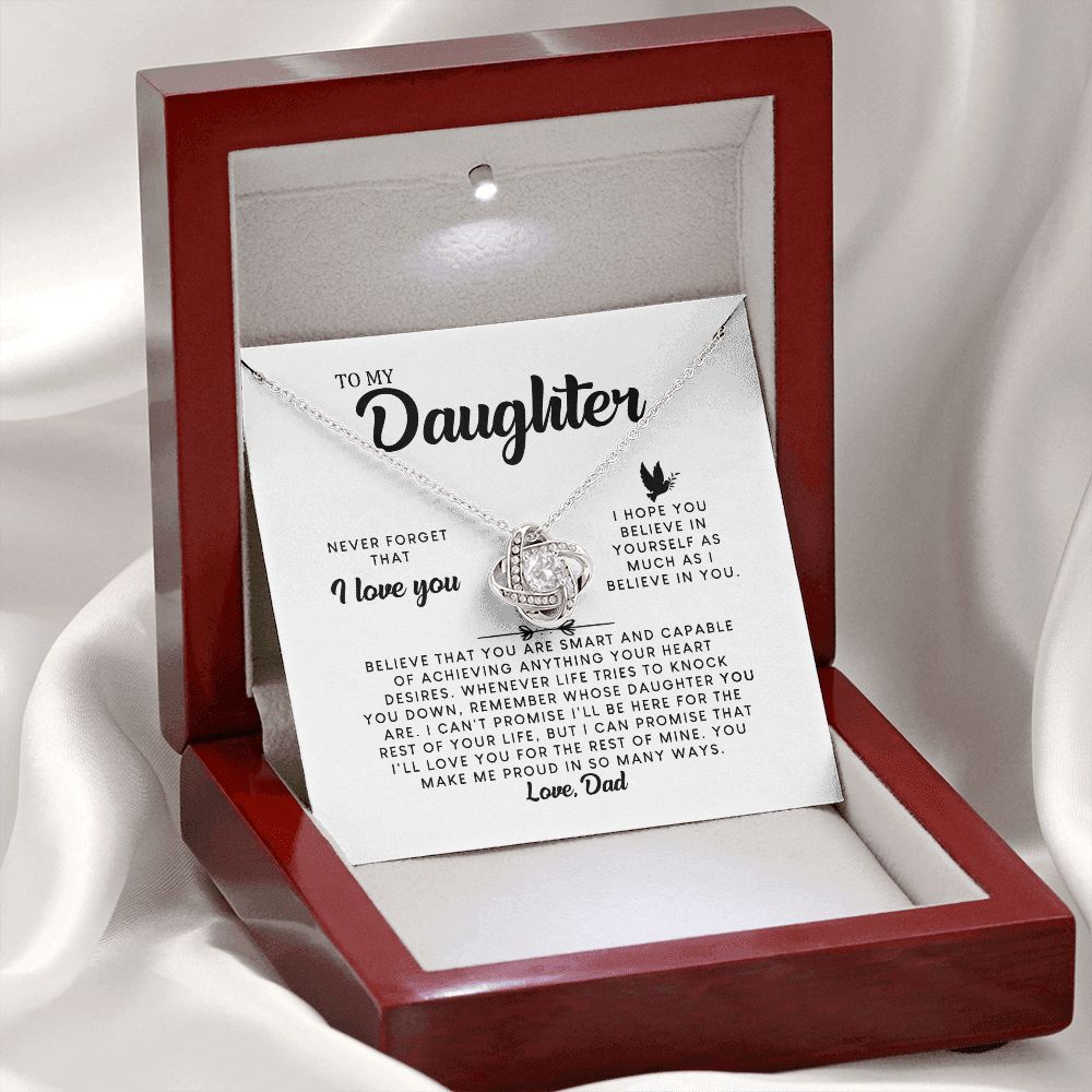 MC006 Daughter Never Forget That I Love You Love Knot Necklace Gift From Dad