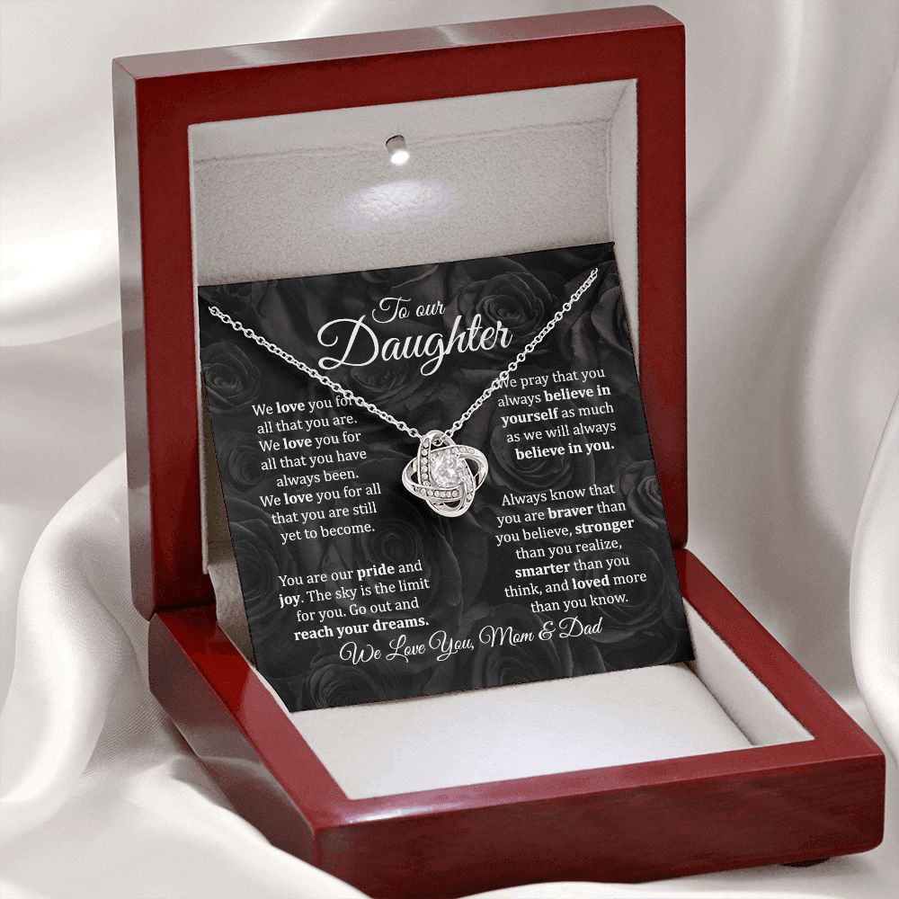 MC019 To Our Daughter We Love You Love Knot Necklace Gift