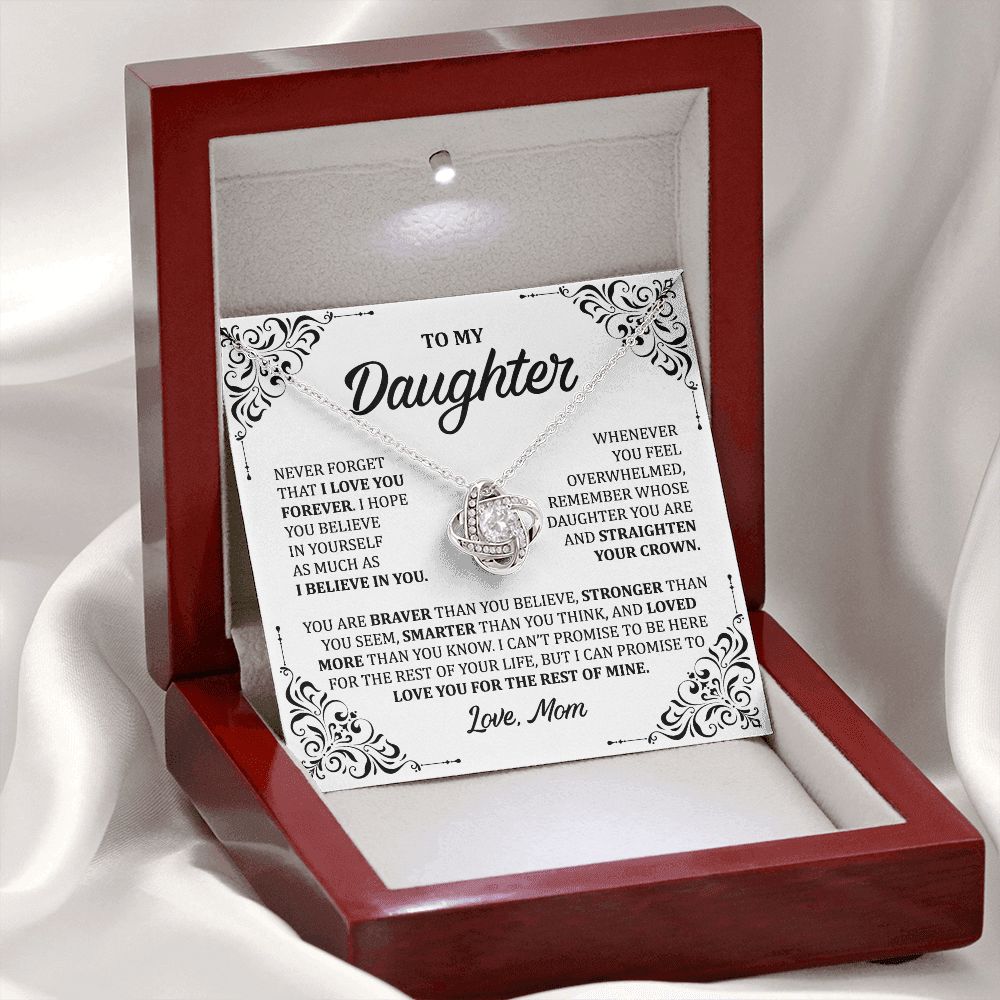 MC011 Daughter I Love You Forever Love Knot Necklace Gift From Mom