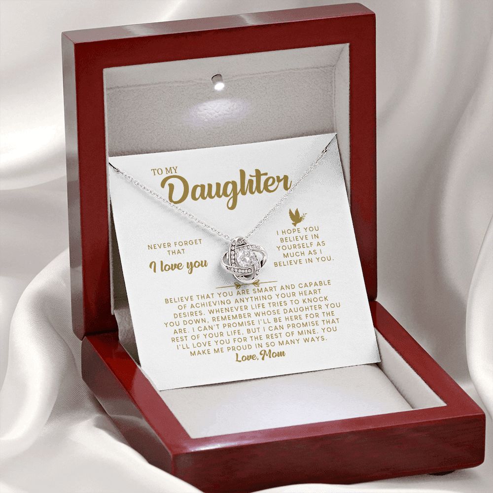 MC009 Daughter Never Forget That I Love You Love Knot Necklace Gift From Mom