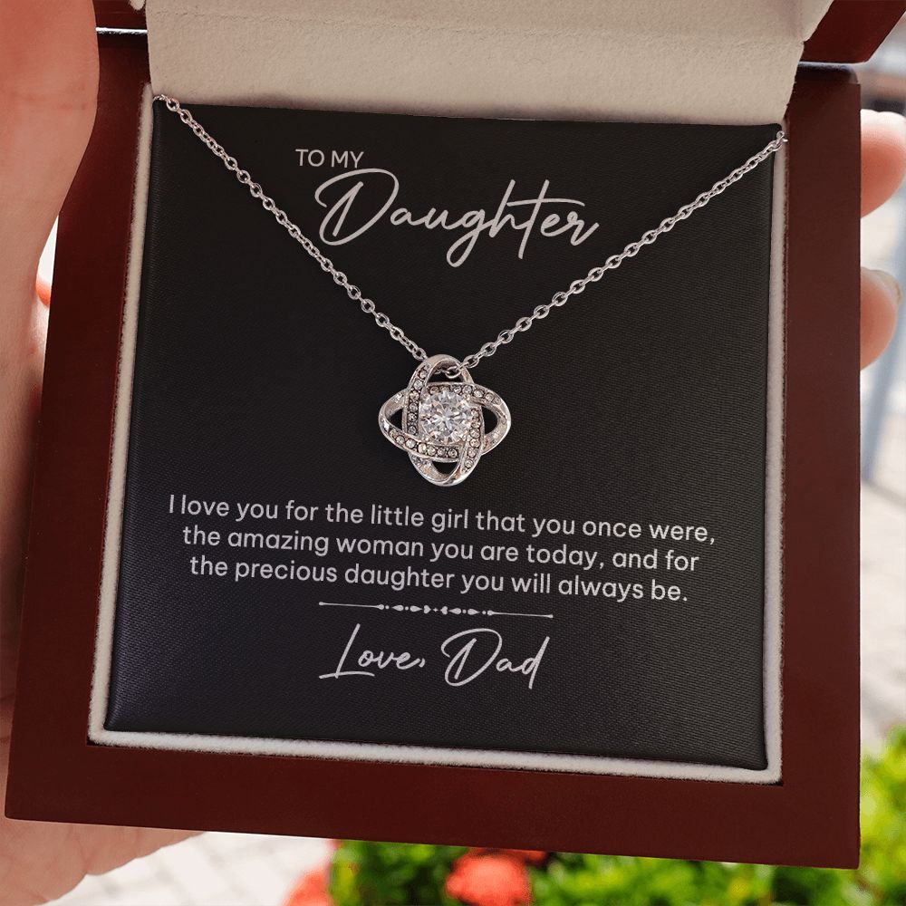 MC023 To My Daughter I Love You Love Knot Necklace Gift From Dad