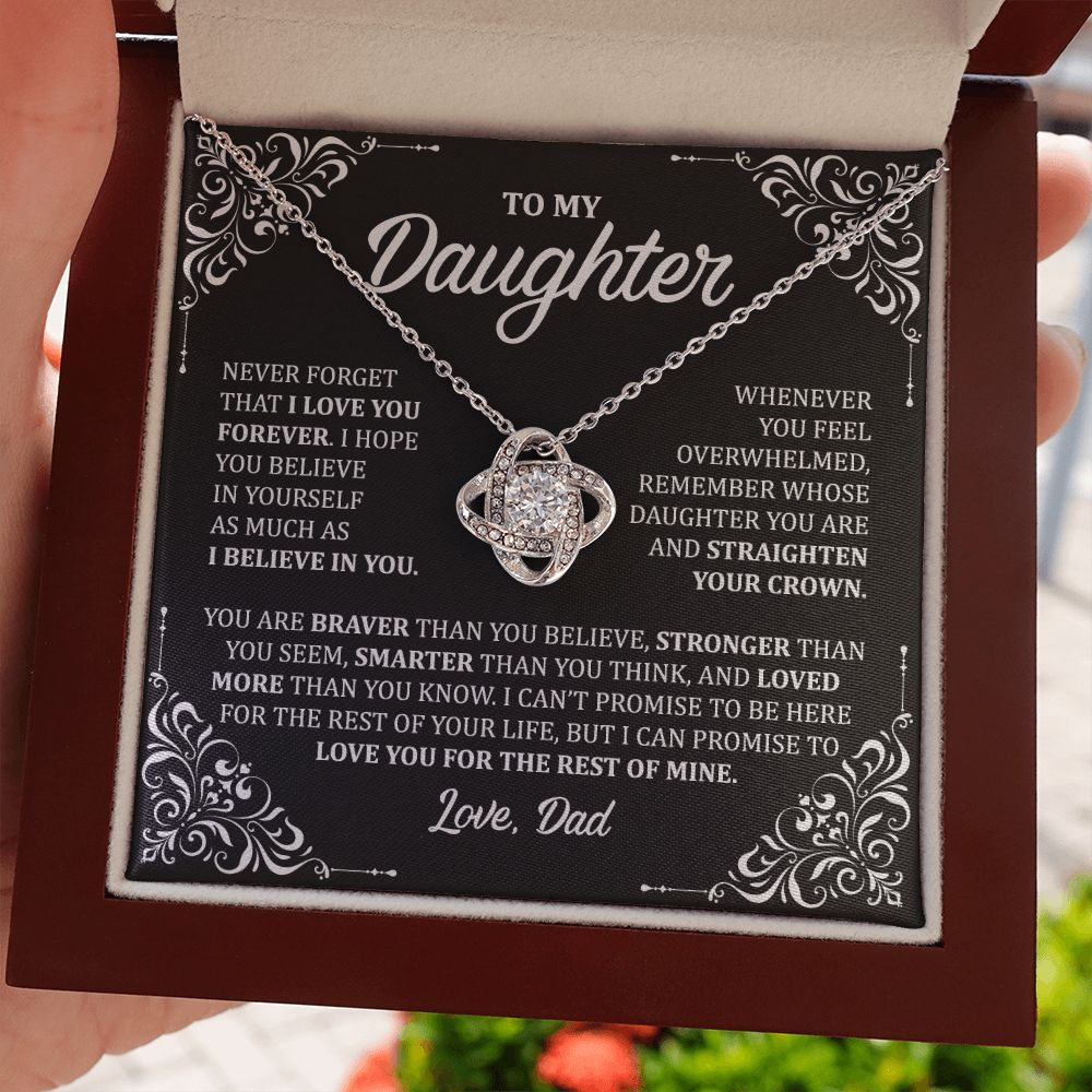 MC030 To My Daughter Never Forget That I Love You Love Knot Necklace Gift From Dad