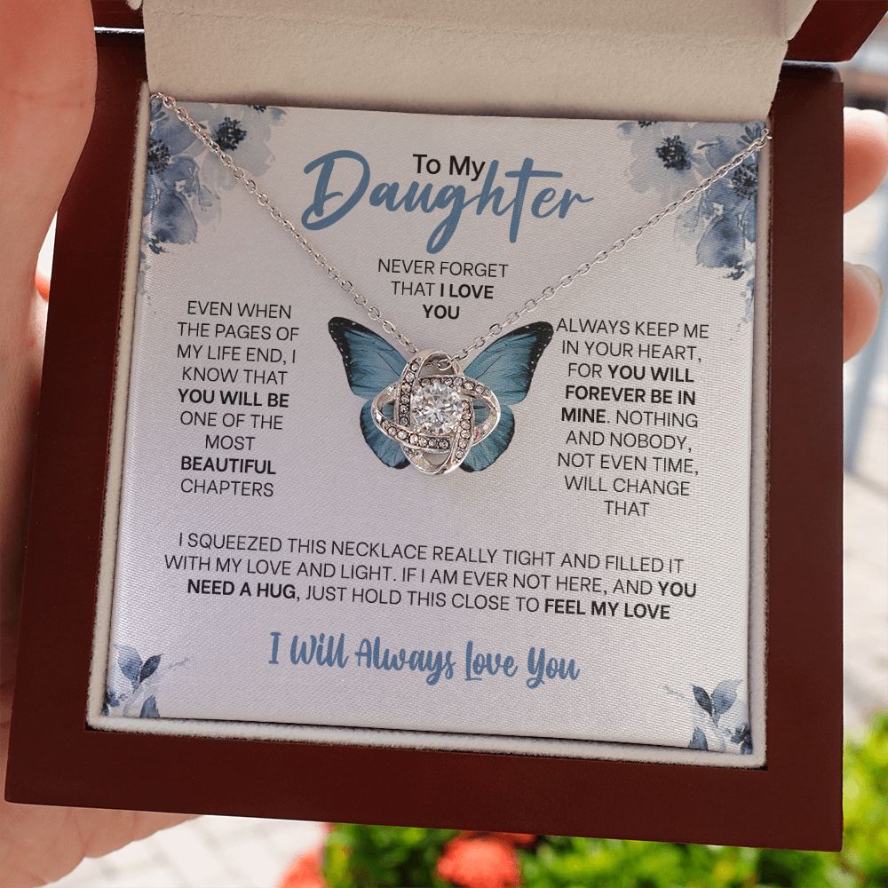 MC010 Daughter Never Forget That I Love You Love Knot Necklace Gift