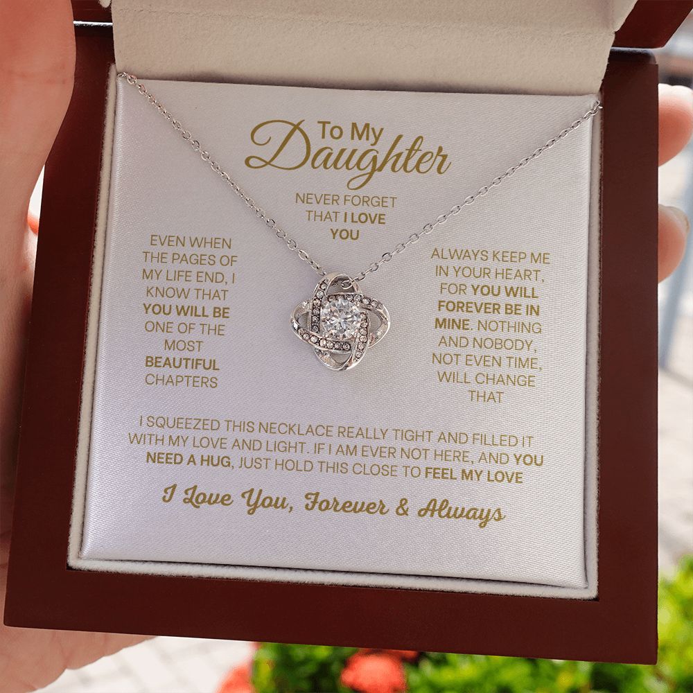 MC005 Daughter Never Forget That I Love You Love Knot Necklace Gift