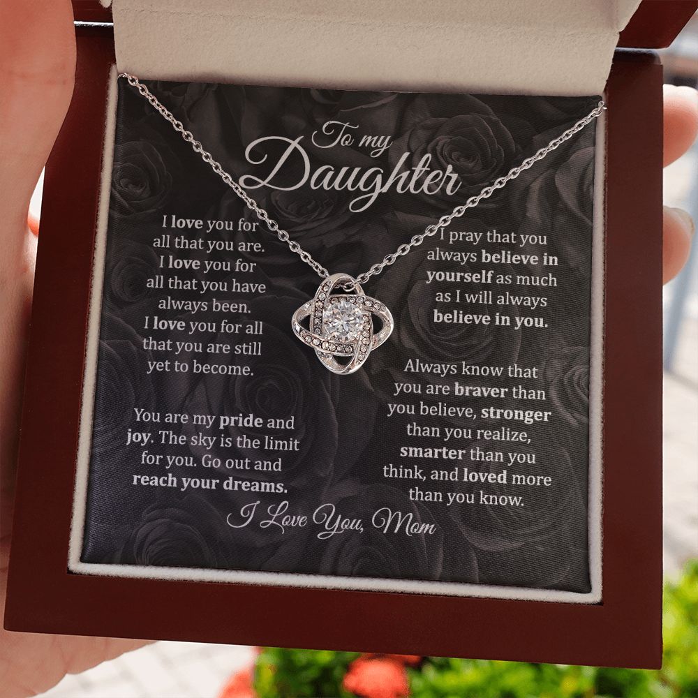 MC020 To My Daughter I Love You Love Knot Necklace Gift From Mom