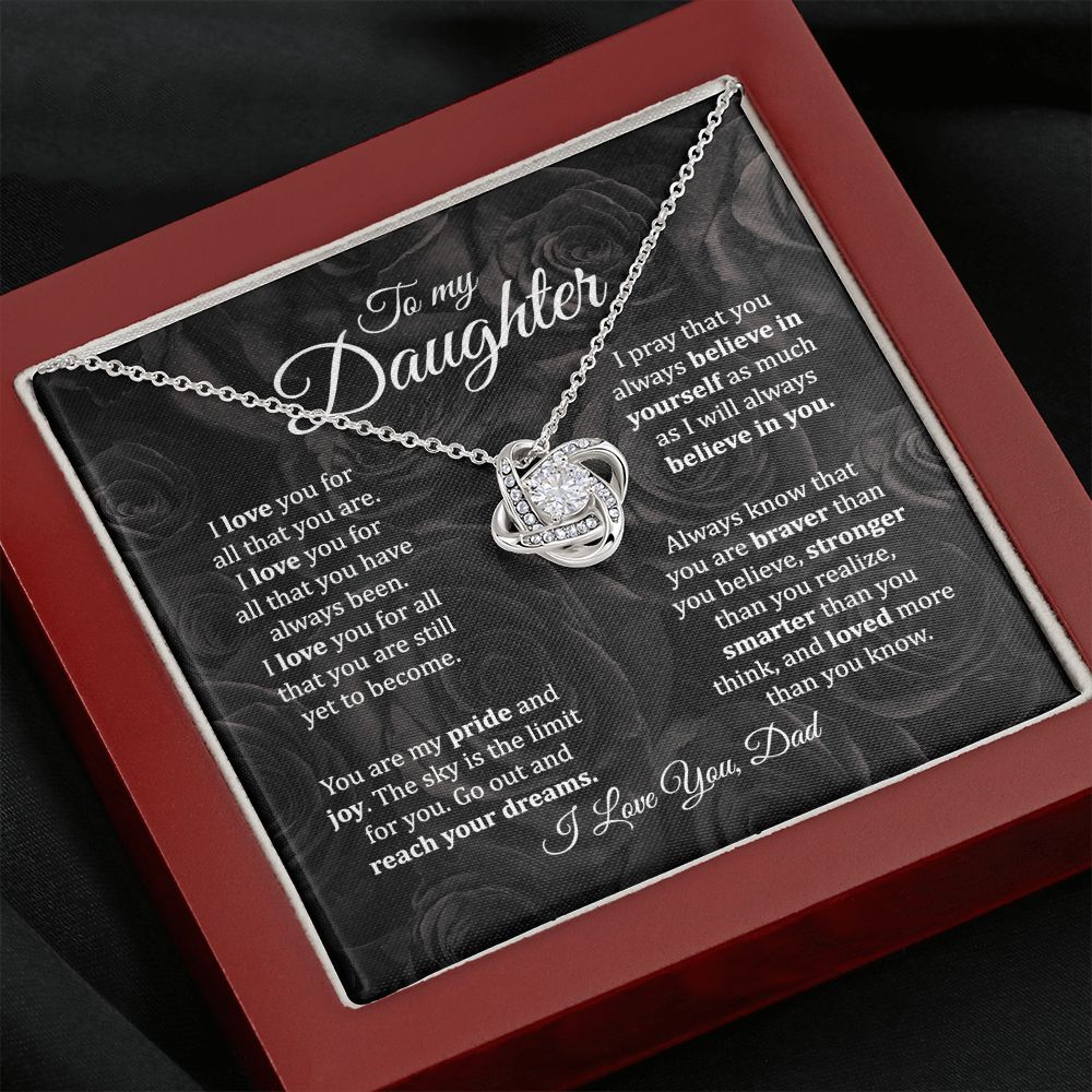 MC021 To My Daughter I Love You Love Knot Necklace Gift From Dad