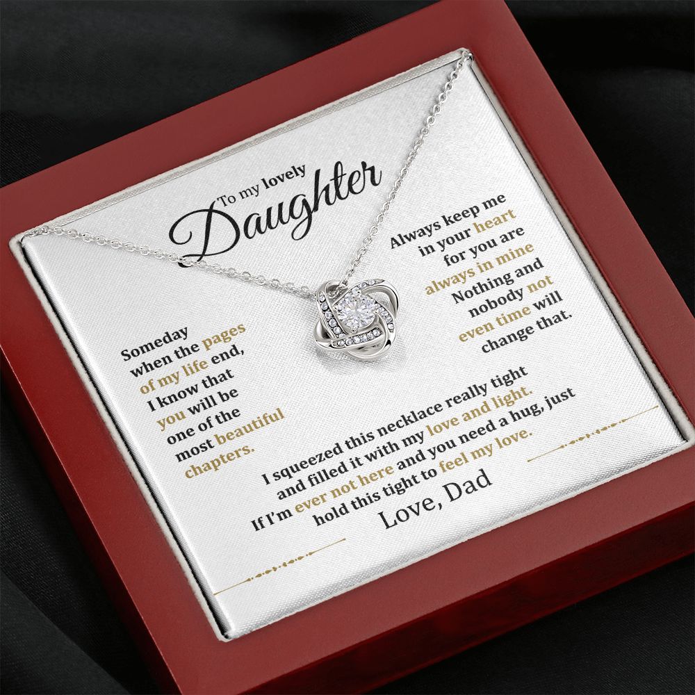 MC014 Daughter Hold This Tight To Feel My Love Love Knot Necklace Gift From Dad