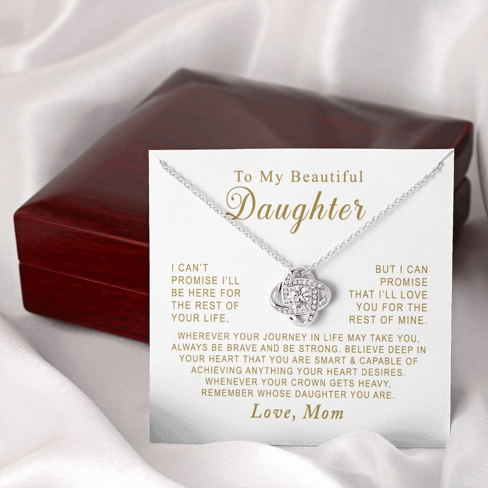 MC003 To My Beautiful Daughter Always Be Brave and Be Strong Love Knot Necklace Gift From Mom