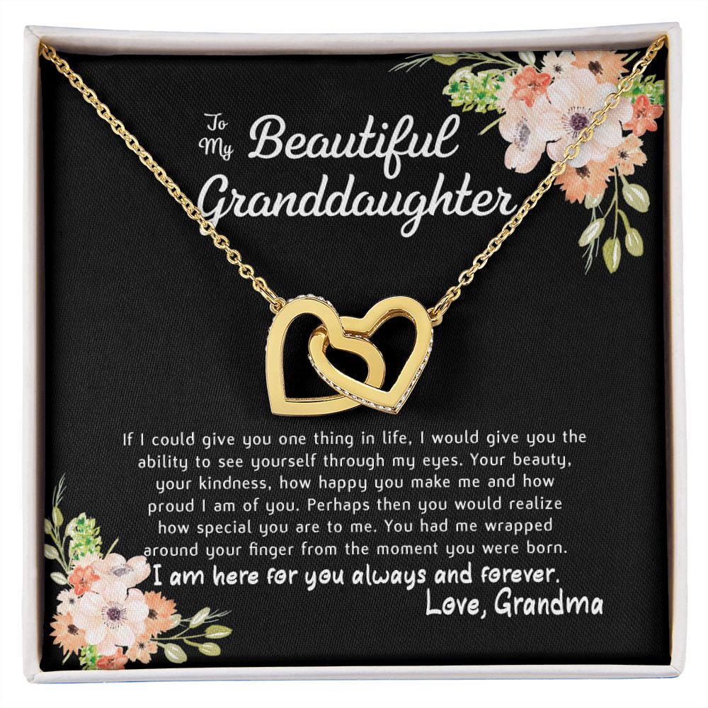To My Beautiful Granddaughter Interlocking Hearts Necklace Gift From Grandma