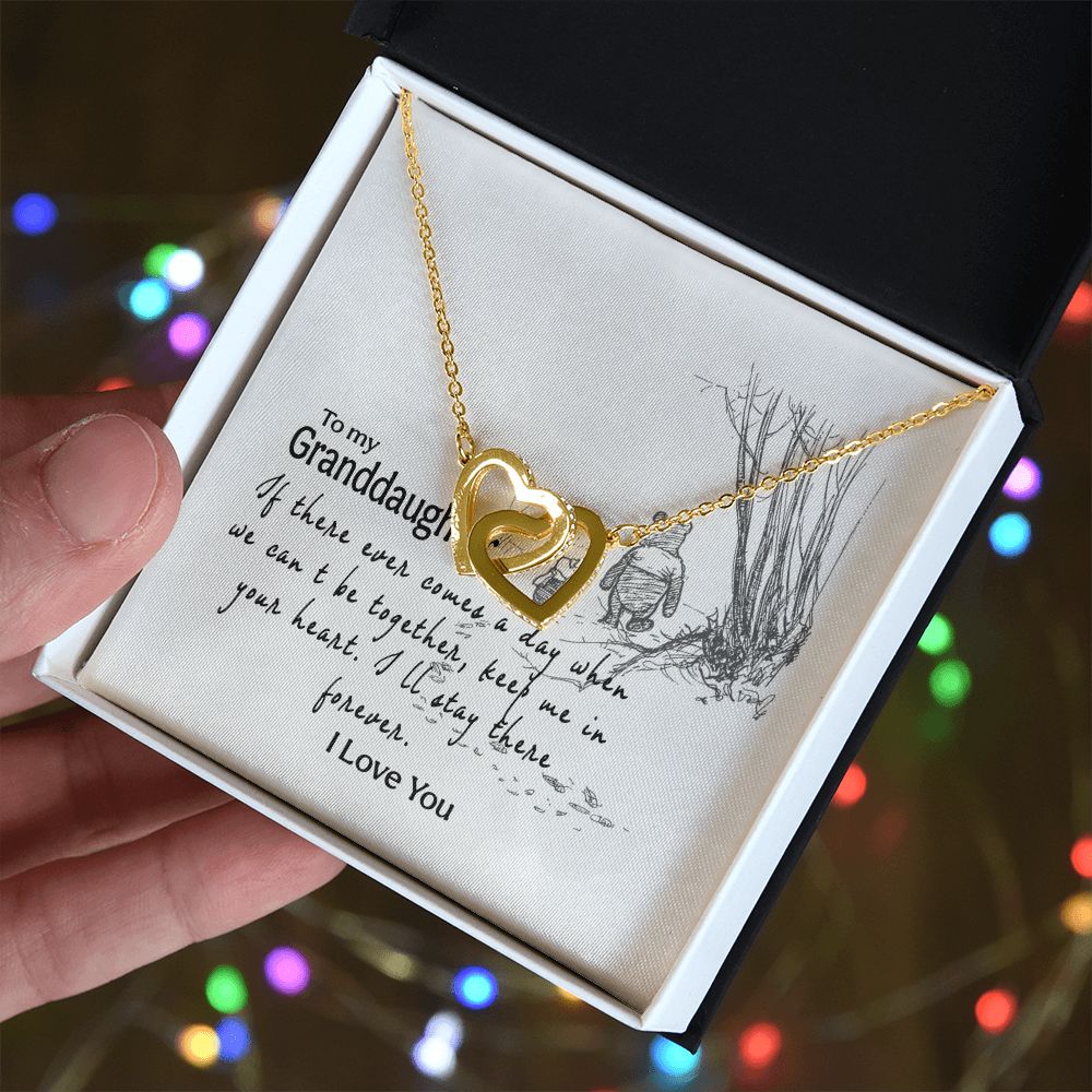 To My Granddaughter Interlocking Hearts Necklace Gift From Grandma or Grandpa