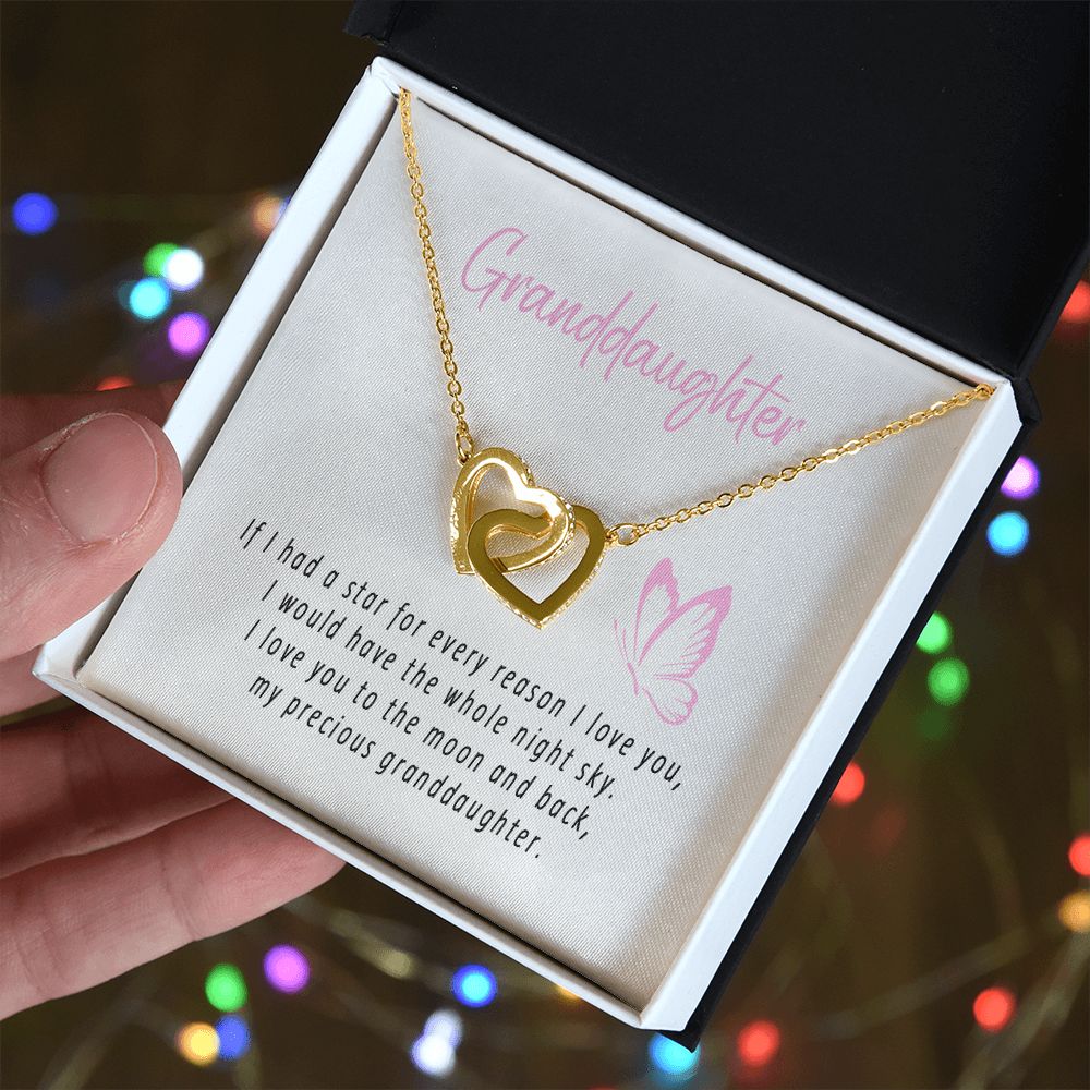 To My Beautiful Granddaughter Interlocking Hearts Necklace Gift From Grandpa or Grandma