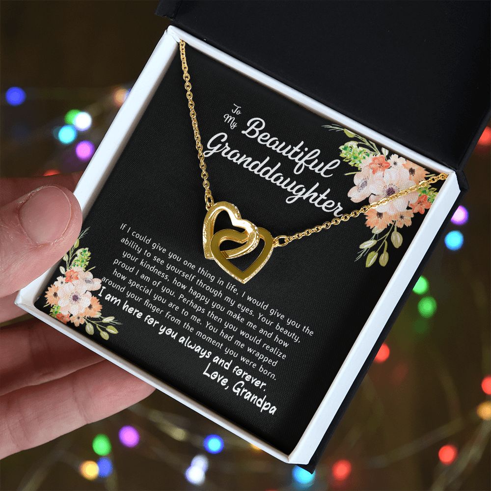 To My Beautiful Granddaughter Interlocking Hearts Necklace Gift From Grandpa